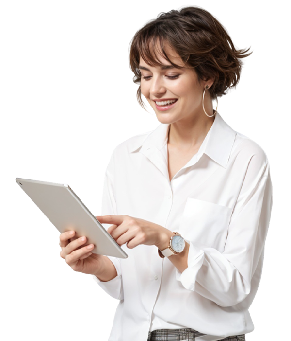 Onlinist customer using the real estate CRM on a tablet